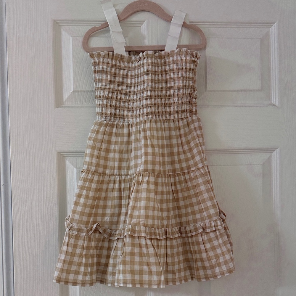 Janie and Jack Tan Gingham Casual Dress